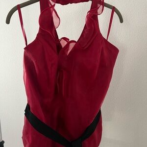 Elegant Red Sleeveless Top